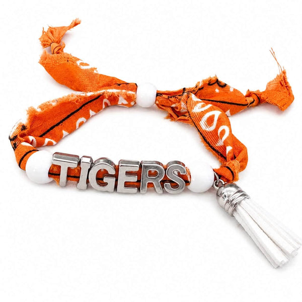 Rally Spirit Bracelet | Personalized School Spirit Bracelet | Custom Team Color Fabric Bracelet: B - Black / M - Red / L - Gold