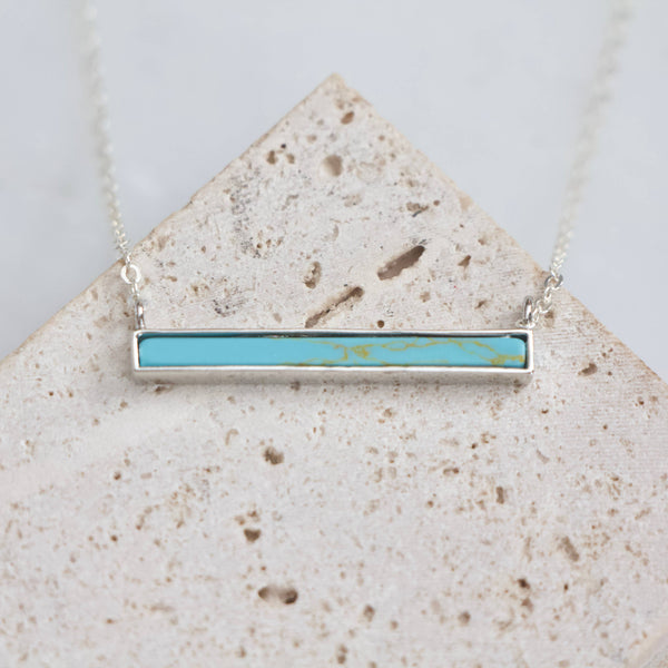 Turquoise Howlite Bar Gold Plated Necklace