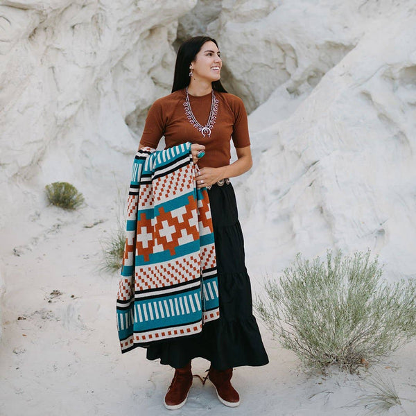 Desert Dweller Southwestern Throw Blanket - Native, Navajo: Standard (50"x60")