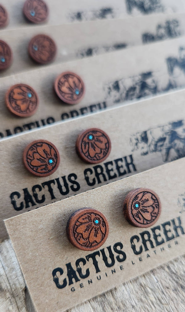 Handmade Leather Earrings - Studs