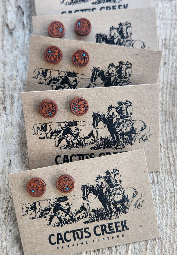 Handmade Leather Earrings - Studs
