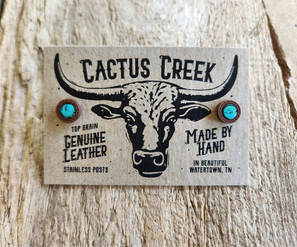 "Tanya" Turquoise-Inspired Leather Post Earrings
