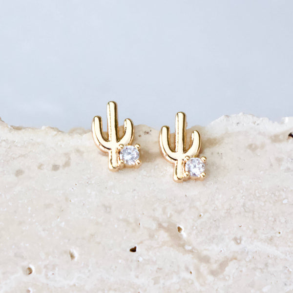 CZ Cactus Stud Earrings
