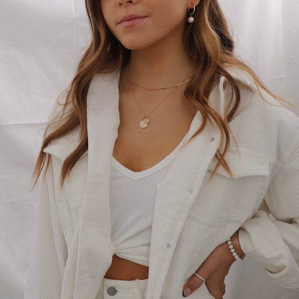 AUDREY GOLD FILLED PEARL HOOP EARRINGS: Small