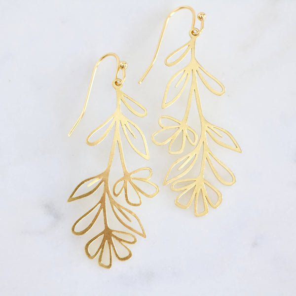Brass Wild Flower Earrings 