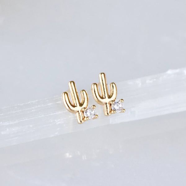 CZ Cactus Stud Earrings