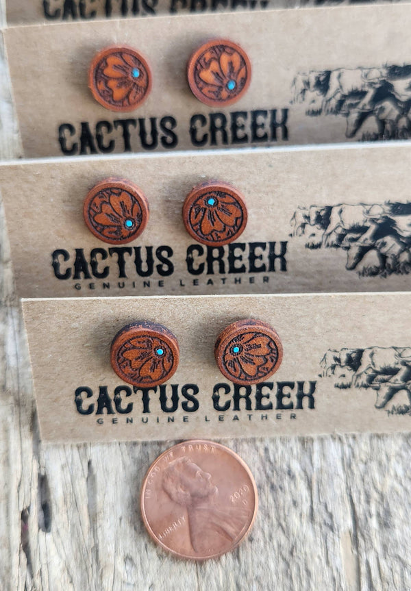 Handmade Leather Earrings - Studs