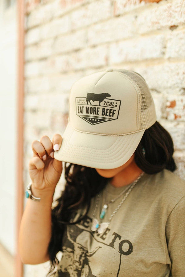 Farmers & Ranchers Eat More Beef Trucker Hat: Khaki / OS