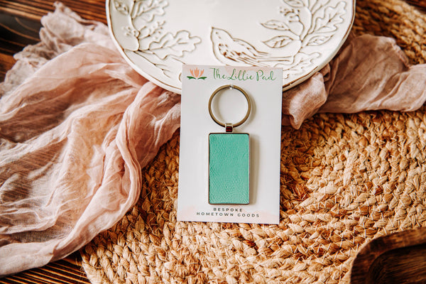 Ute Lake Leatherette + Metal Keychain: Teal