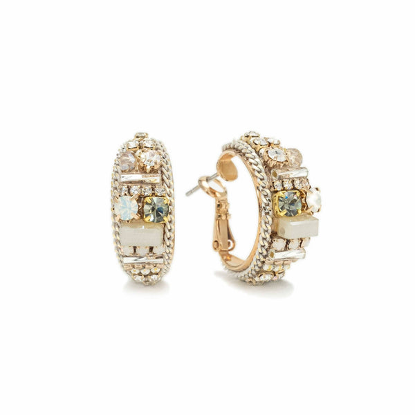 Charleston Hoop Earrings | Crystal Earrings |Statement Hoops: White