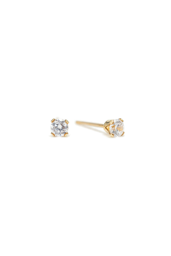 Birthstone Gold-Filled Stud Earrings | CZ Studs | Gold Studs: February