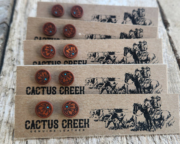 Handmade Leather Earrings - Studs
