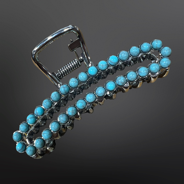 Faux Turquoise Claw Clip - Western Hair Clip: Small-Square