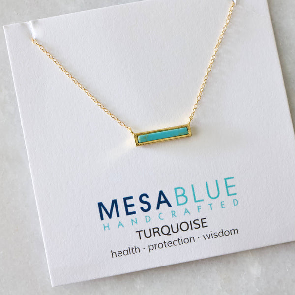 Mini Turquoise Bar Necklace: Turquoise
