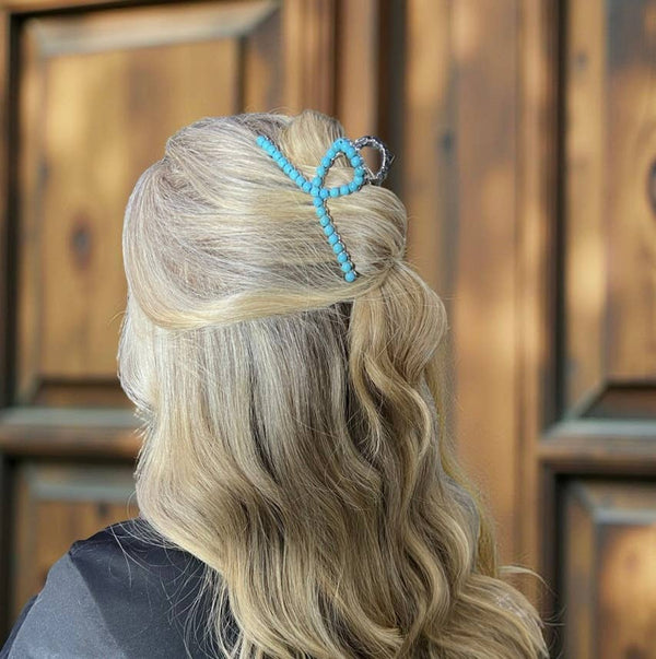 Faux Turquoise Claw Clip - Western Hair Clip: Small-Square