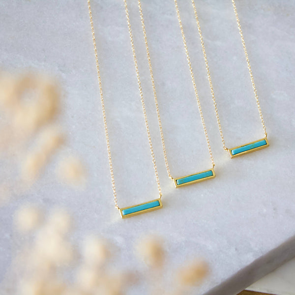 Mini Turquoise Bar Necklace: Turquoise