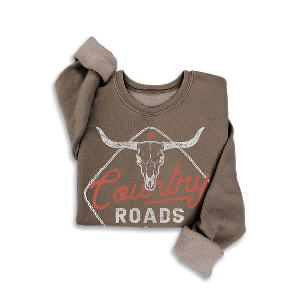 COUNTRY ROADS MINERAL GRAPHIC SWEATSHIRTS: MINERAL HEATHER GREY / S-M-L-XL(1-2-2-1)