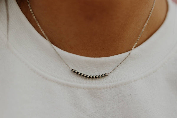 Authentic Silver Pearl Bar Necklace: Silver / OS
