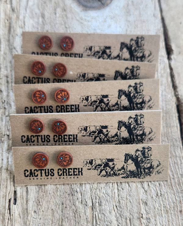Handmade Leather Earrings - Studs
