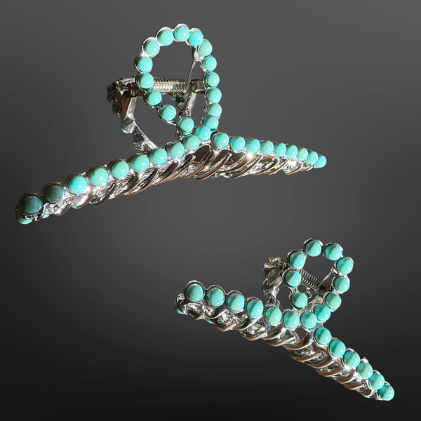 Faux Turquoise Claw Clip - Western Hair Clip: Regular