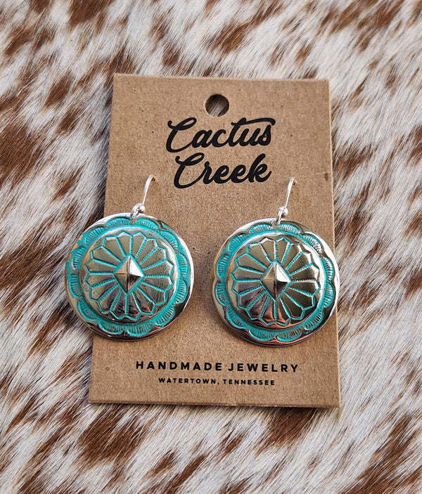 "Josephine" Antique Silver Western Concho Earrings