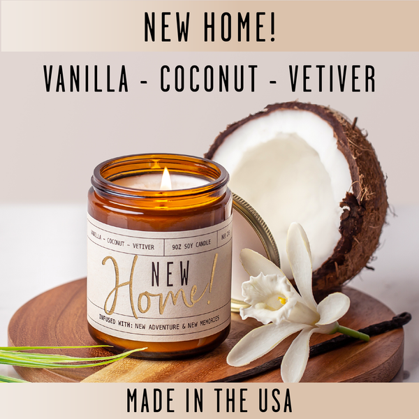 Soy Candle - New Home - 9oz Amber Jar
