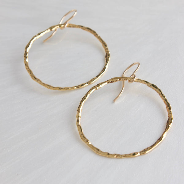 ORGANIC HAMMERED HOOP EARRINGS