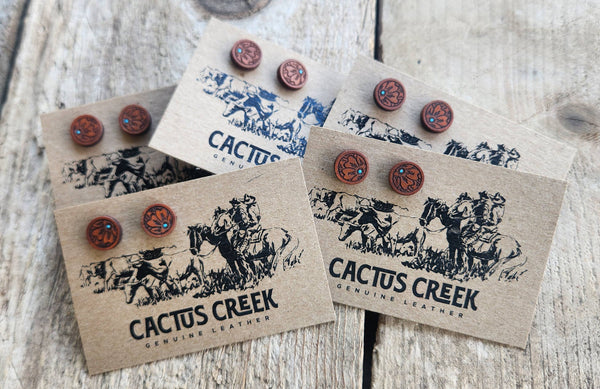 Handmade Leather Earrings - Studs