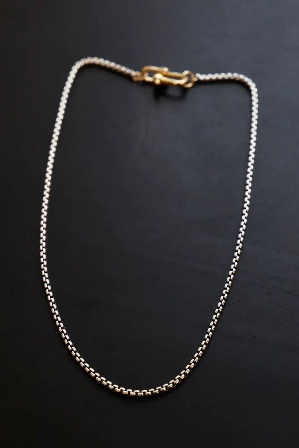 NOVA ROUND BOX CHAIN NECKLACE: SILVER/GOLD / Large