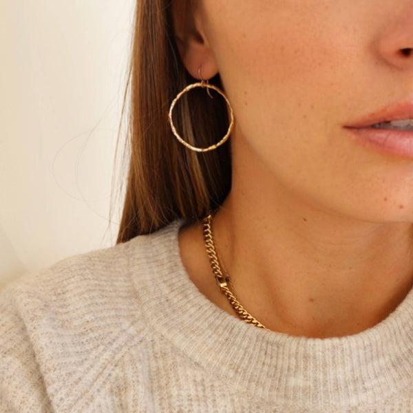ORGANIC HAMMERED HOOP EARRINGS
