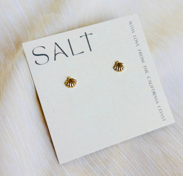 SALT - SEASHELL STUDS | 18K gold | dainty shell stud earrings