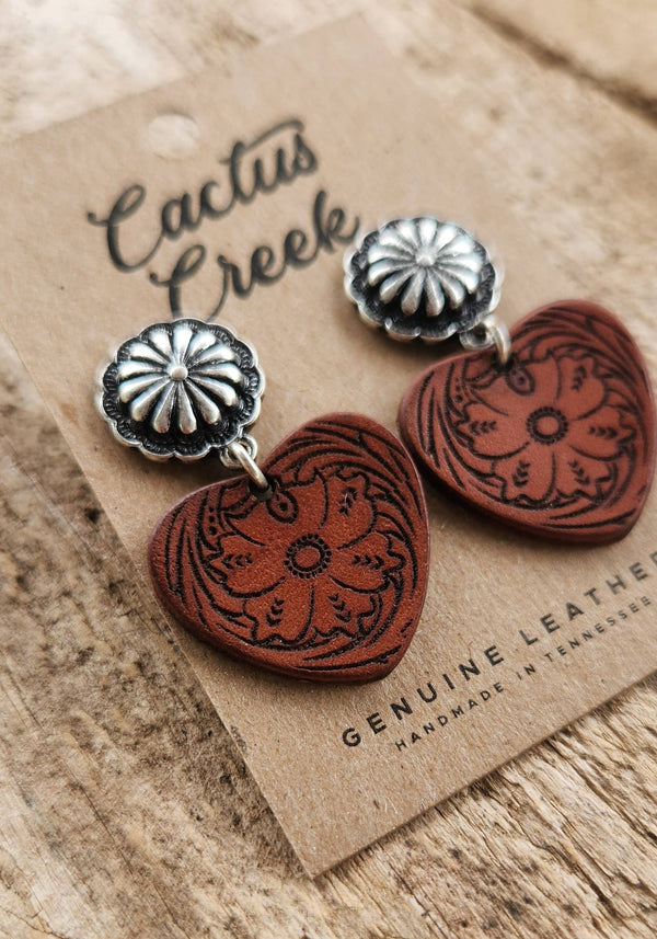 Cowboy Sweetheart - Handmade Leather Earrings