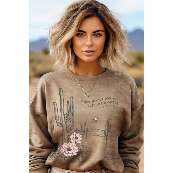 JUST LIKE A CACTUS MINERAL GRAPHIC SWEATSHIRTS: Mineral Burgundy / S-M-L-XL(1-2-2-1)