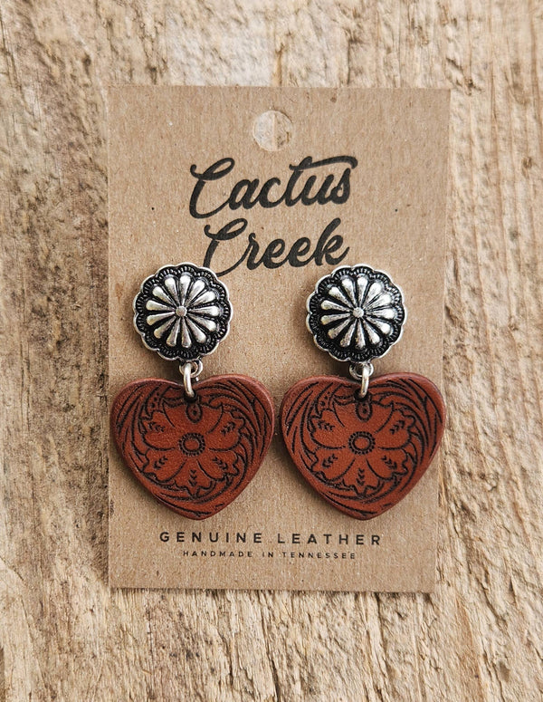 Cowboy Sweetheart - Handmade Leather Earrings