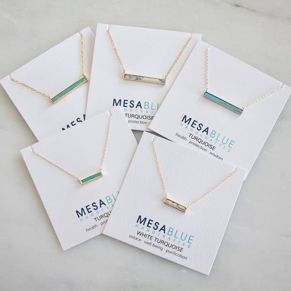 Mini Turquoise Bar Necklace: Turquoise