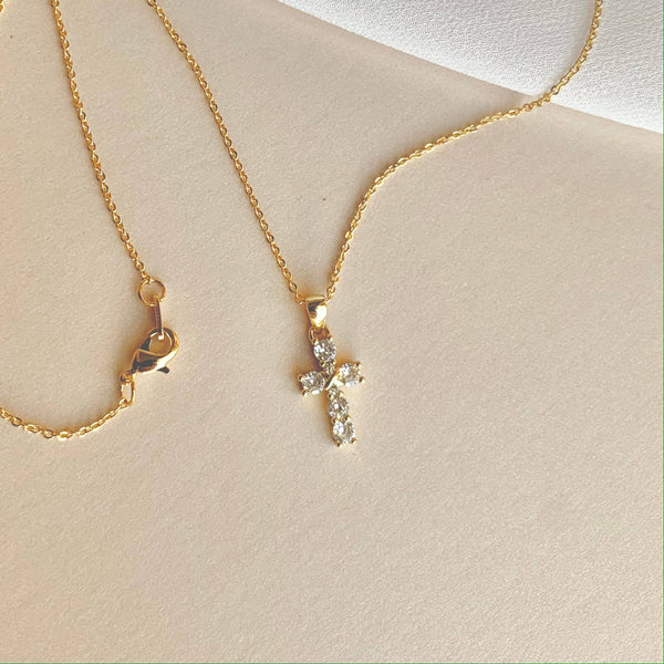 SALT - CRYSTAL CROSS NECKLACE | gold | diamond cross necklace