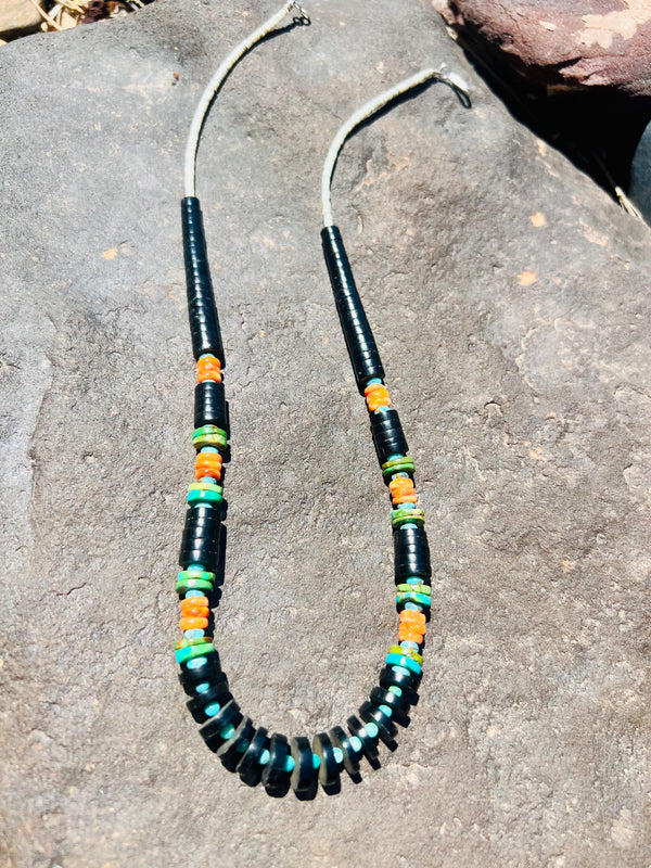 Necklace - Jet, Turquoise & Spiney Oyster