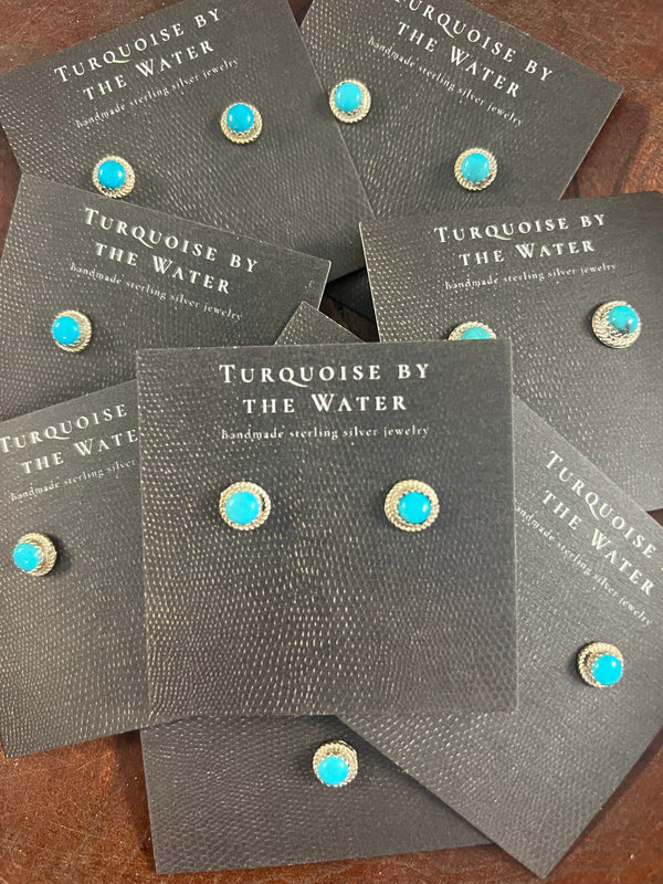 Oval Turquoise Studs with Twisted Rope