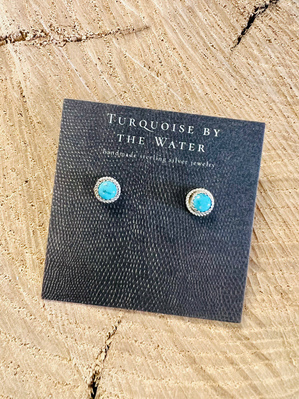 Oval Turquoise Studs with Twisted Rope