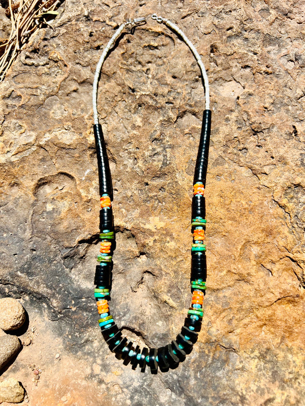 Necklace - Jet, Turquoise & Spiney Oyster
