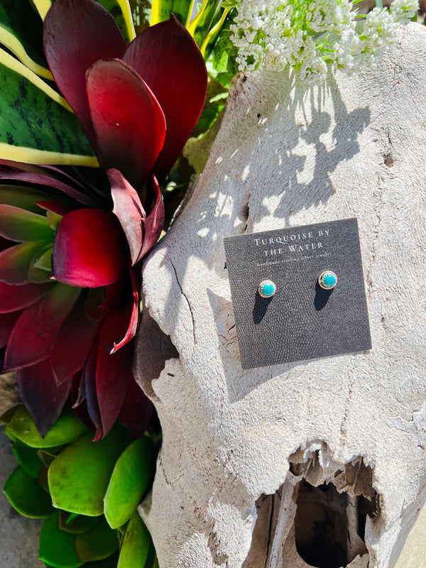 Oval Turquoise Studs with Twisted Rope