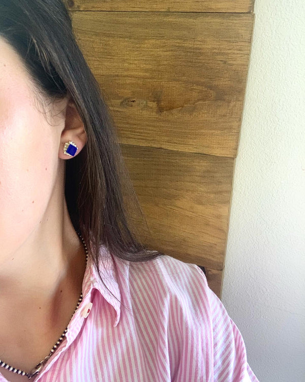 Lapis Square Studs