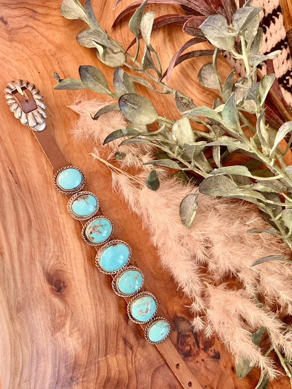 Turquoise & Leather Bracelet