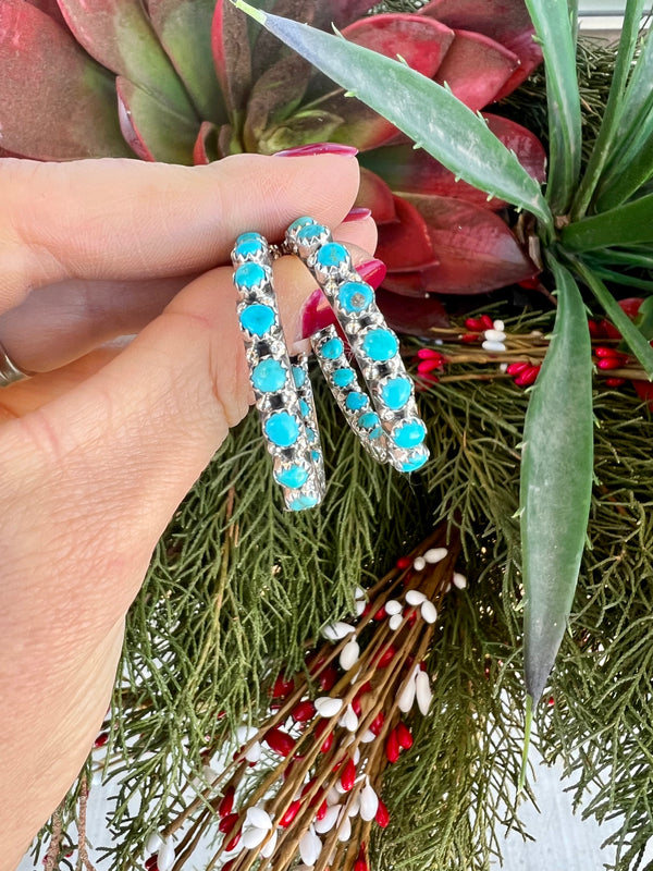 Turquoise Inside-Out Hoops