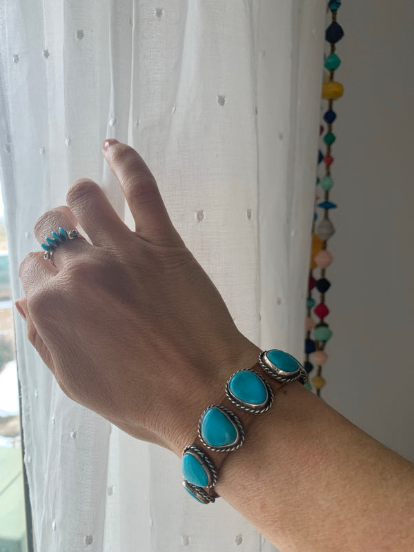 Turquoise & Leather Bracelet