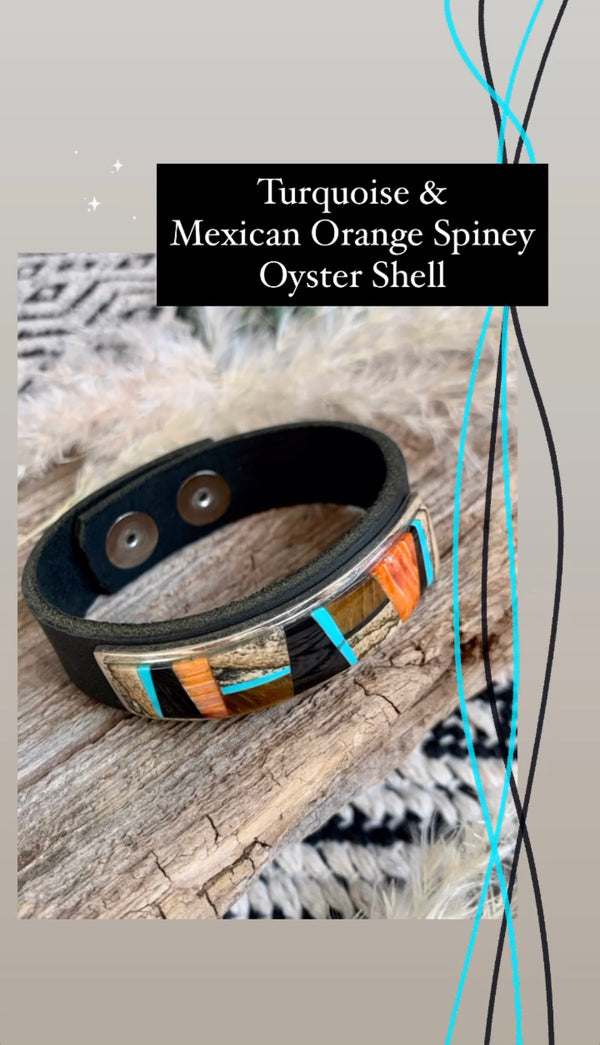 Freebird Leather Bracelet with Mexican Spiney Oyster Shell