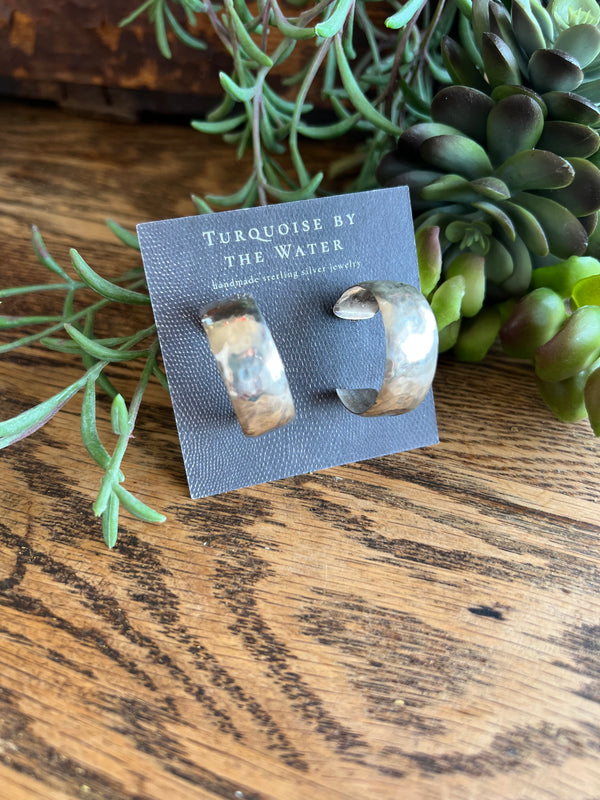 Sterling Silver Hammered Hoops