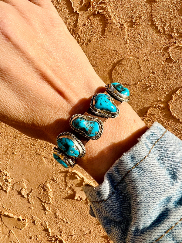 Sky Blue Turquoise & Leather Bracelet