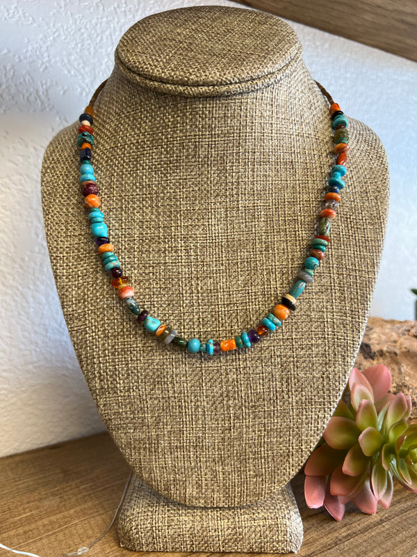 Multi Stone & Turquoise Necklace - Single Stand