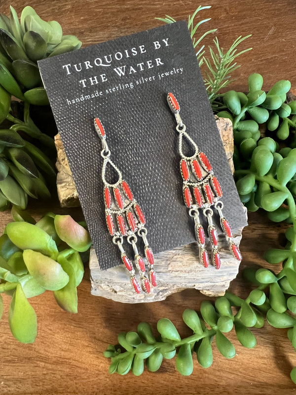 Lady in Red Coral Dangles